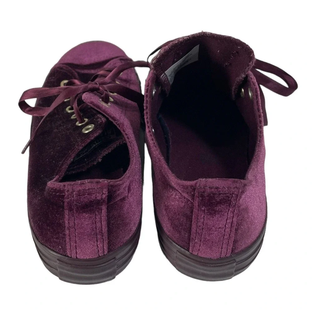 Converse All Star Velvet Shoes Size 5 Junior Dark Purple Ribbon Laces 660349F